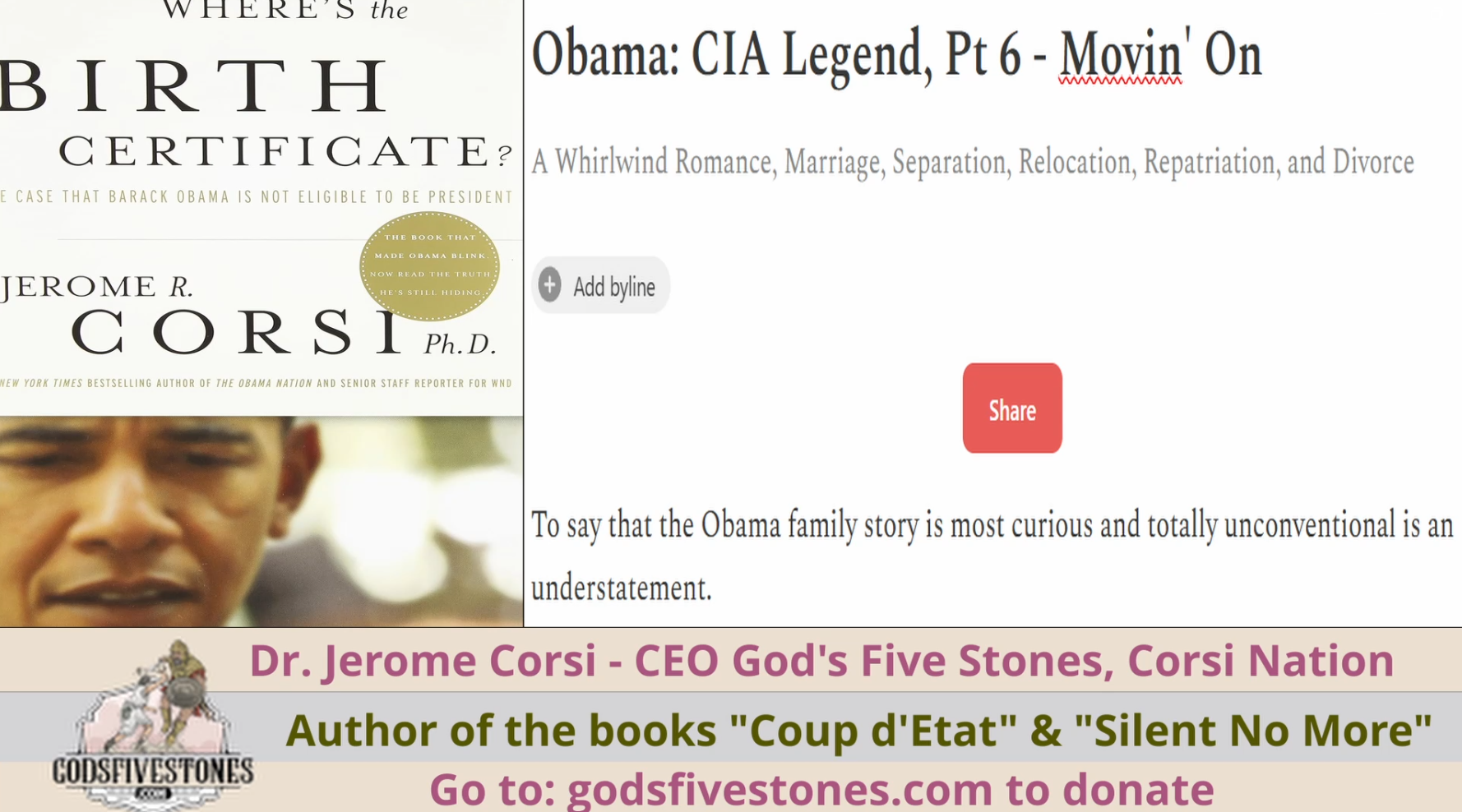 Obama: CIA Legend, Pt 6 Movin' On