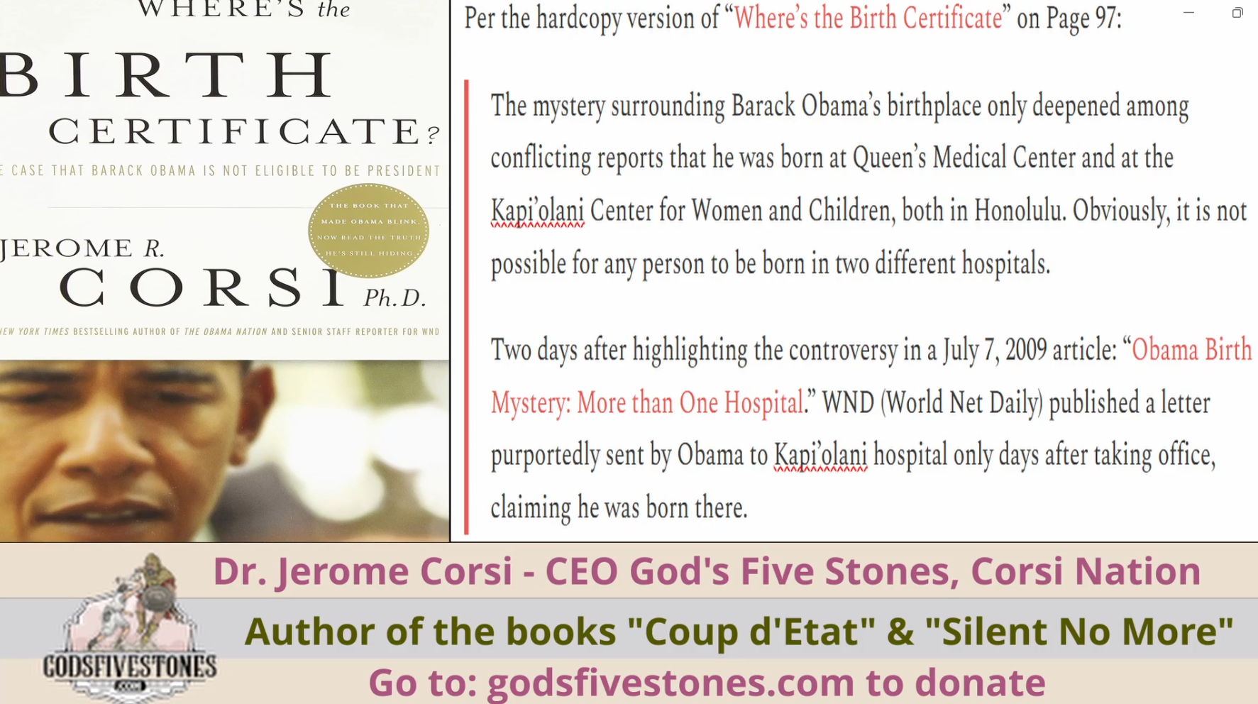 Obama: CIA Legend, Pt 4 Legendary Hospitals