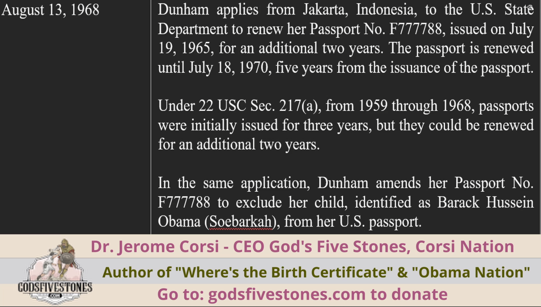 Obama: CIA Legend, Pt 9 Stateless Barry