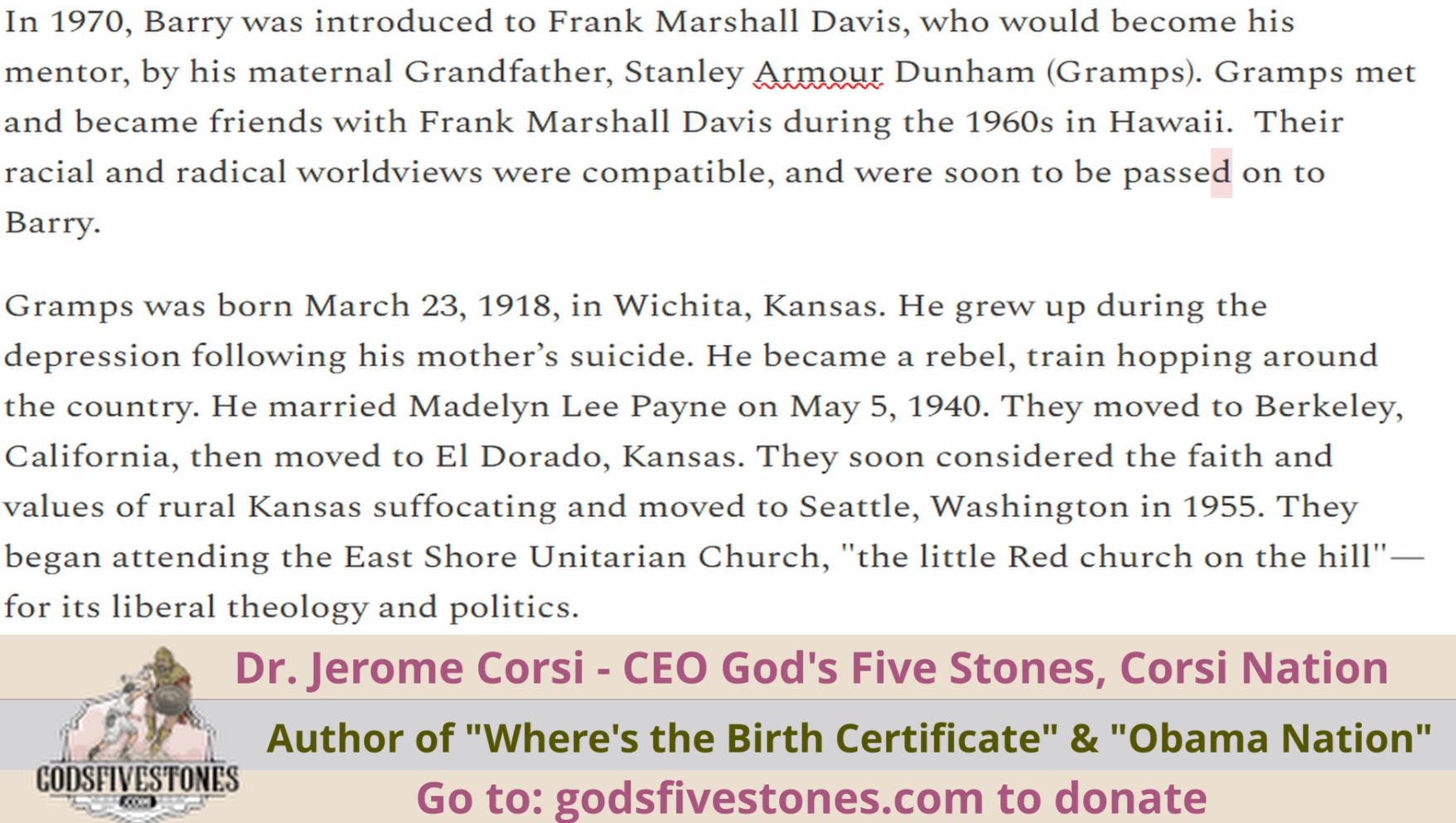 Obama: CIA Legend, Pt 14 Frank Enters the Barry Zone