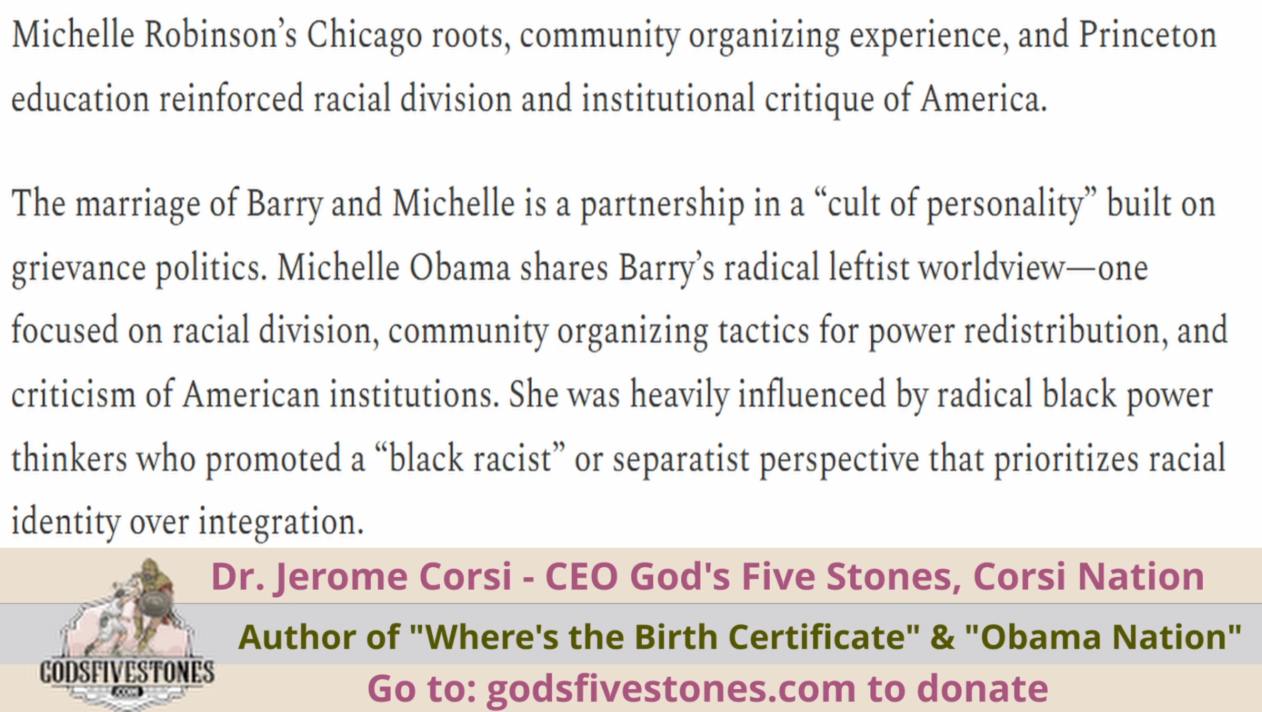 Obama: CIA Legend, Pt 20 The Legendary Michelle